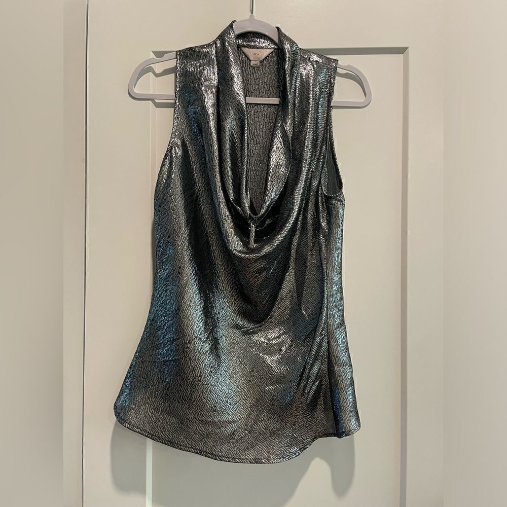 NWOT Zoa Metallic Cowl Neck Tank with Pendant drop